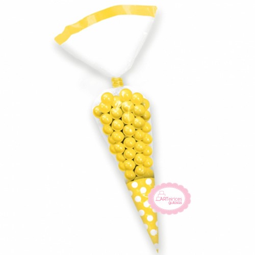 Sacos Cone Amarelo Bolinhas